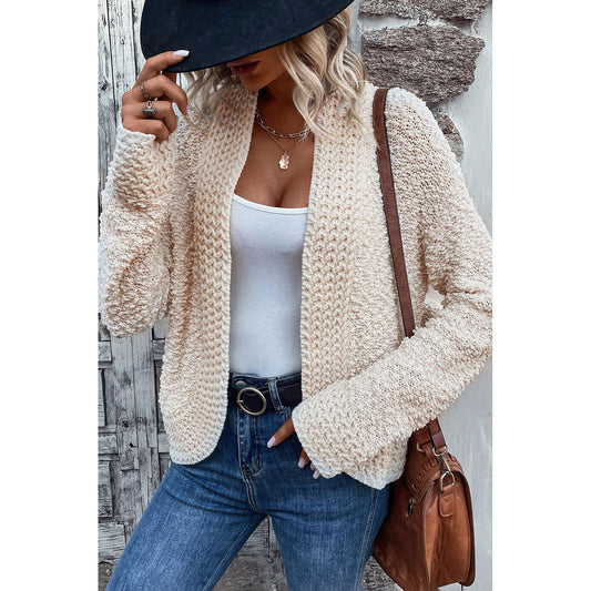 Solid Color Open Front Cardigan