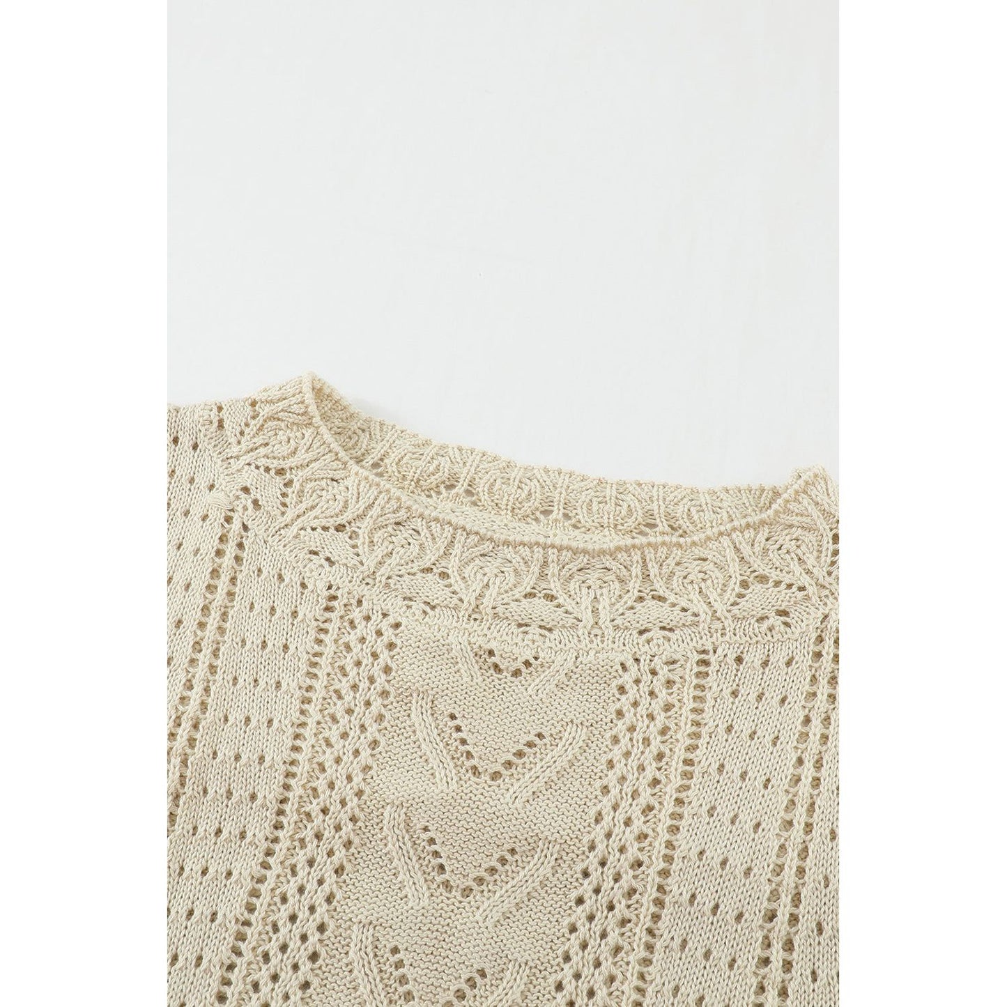 Openwork Round Neck Long Sleeve Sweater