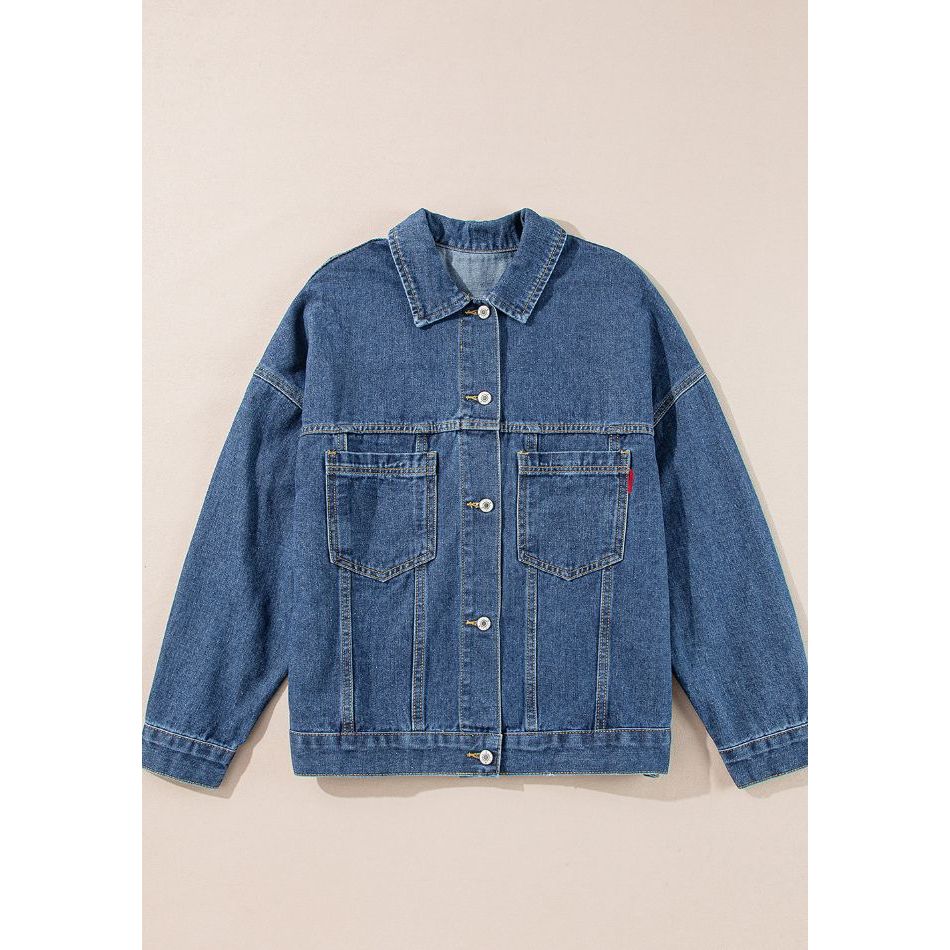Pocketed Button Up Denim Jacket