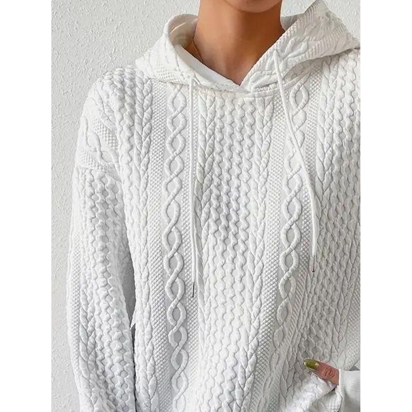 Drawstring Drop Shoulder Long Sleeve Hoodie