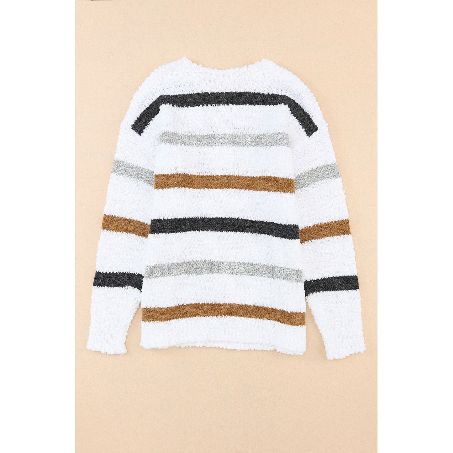 Striped Round Neck Dropped Shoulder Sweater