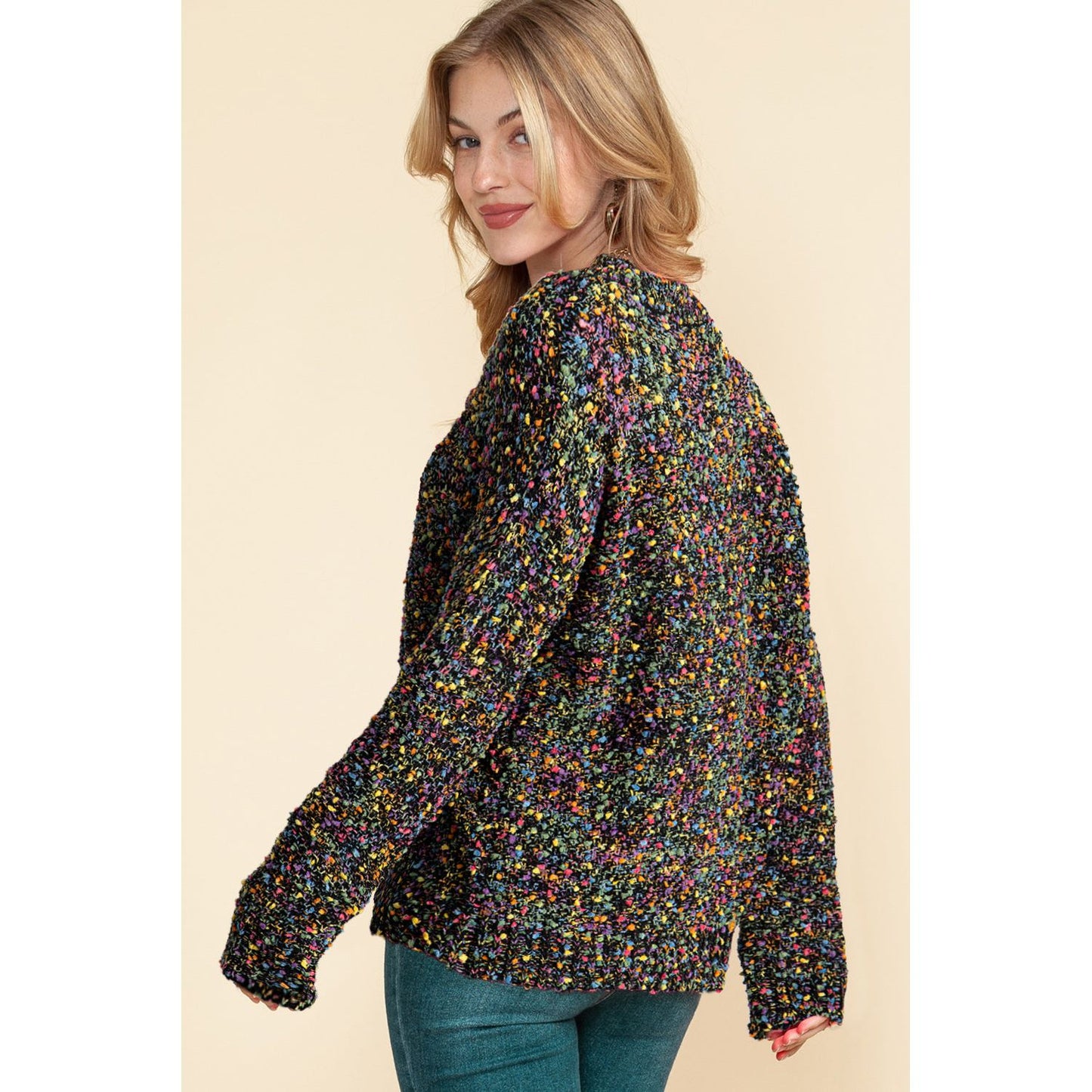 Confetti V-Neck Long Sleeve Sweater