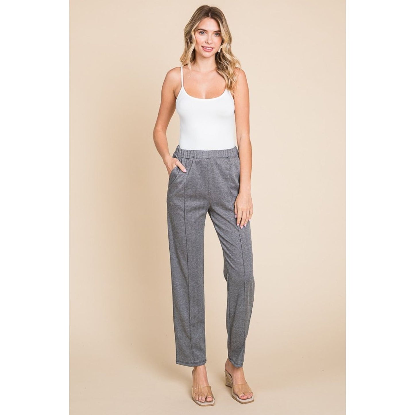 Culture Code Full Size Pin Tuck Detail Slim Pants