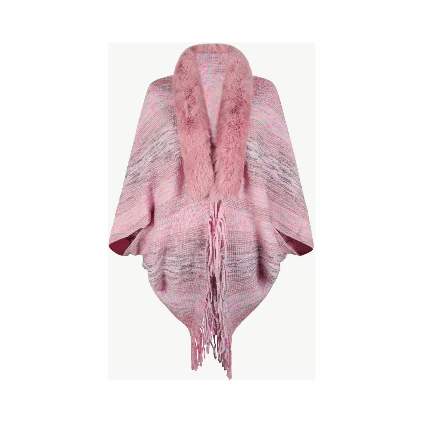 Open Front Fringe Hem Poncho