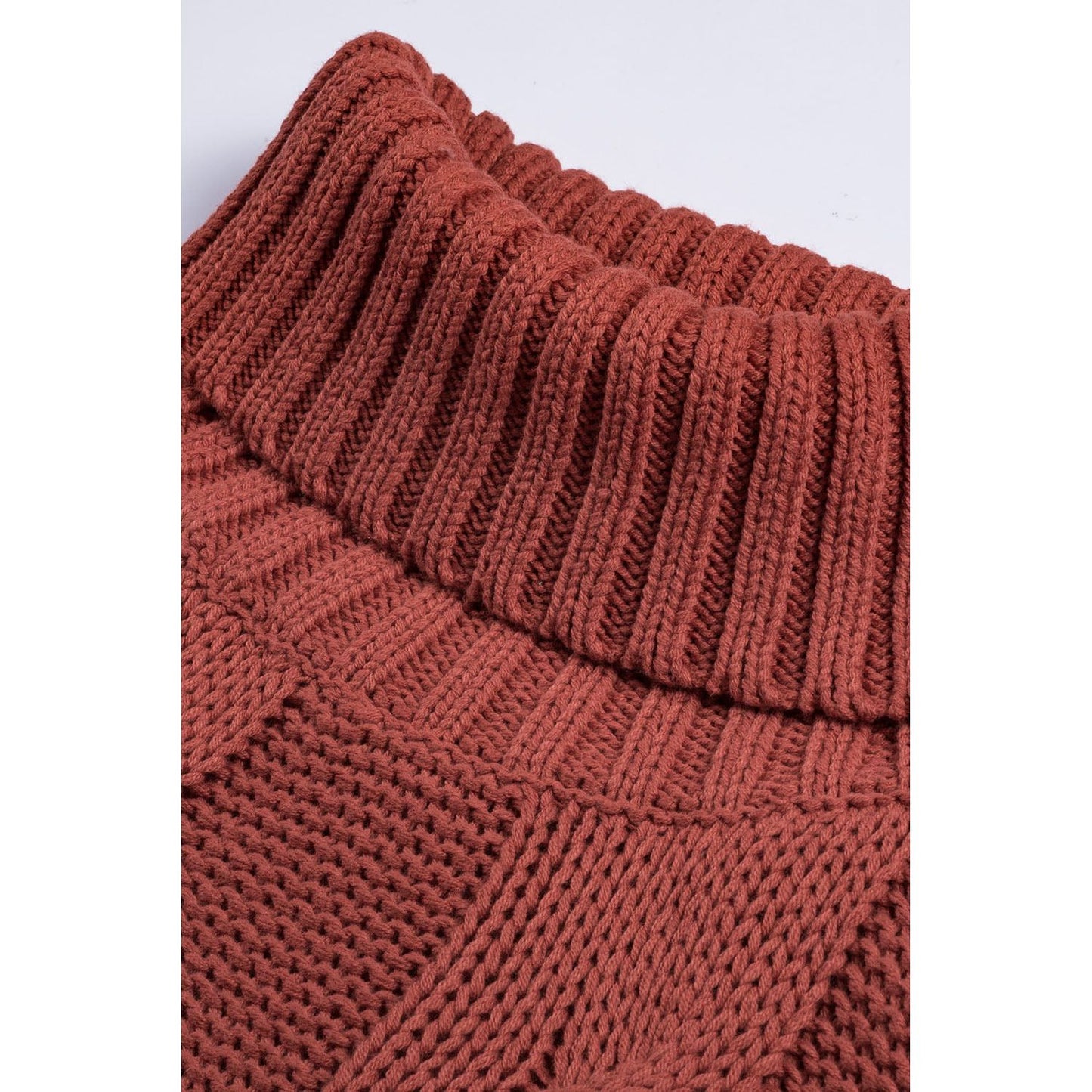 Cable-Knit Turtleneck Dropped Shoulder Sweater