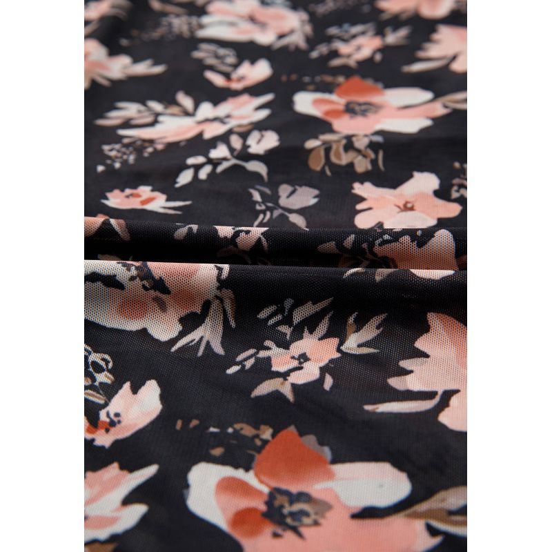 Floral Mock Neck Long Sleeve Blouse