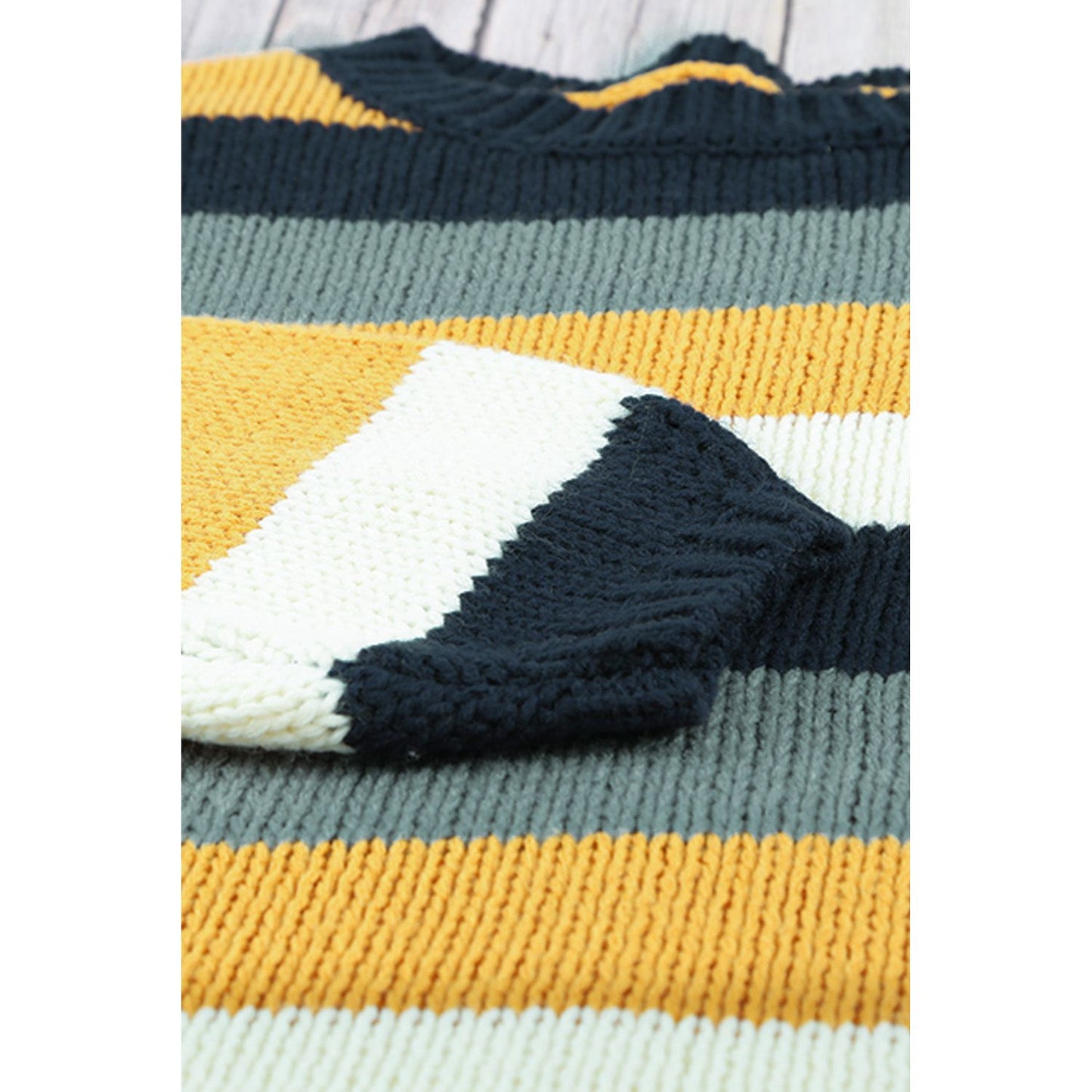 Color Block Round Neck Dropped Shoulder Sweater