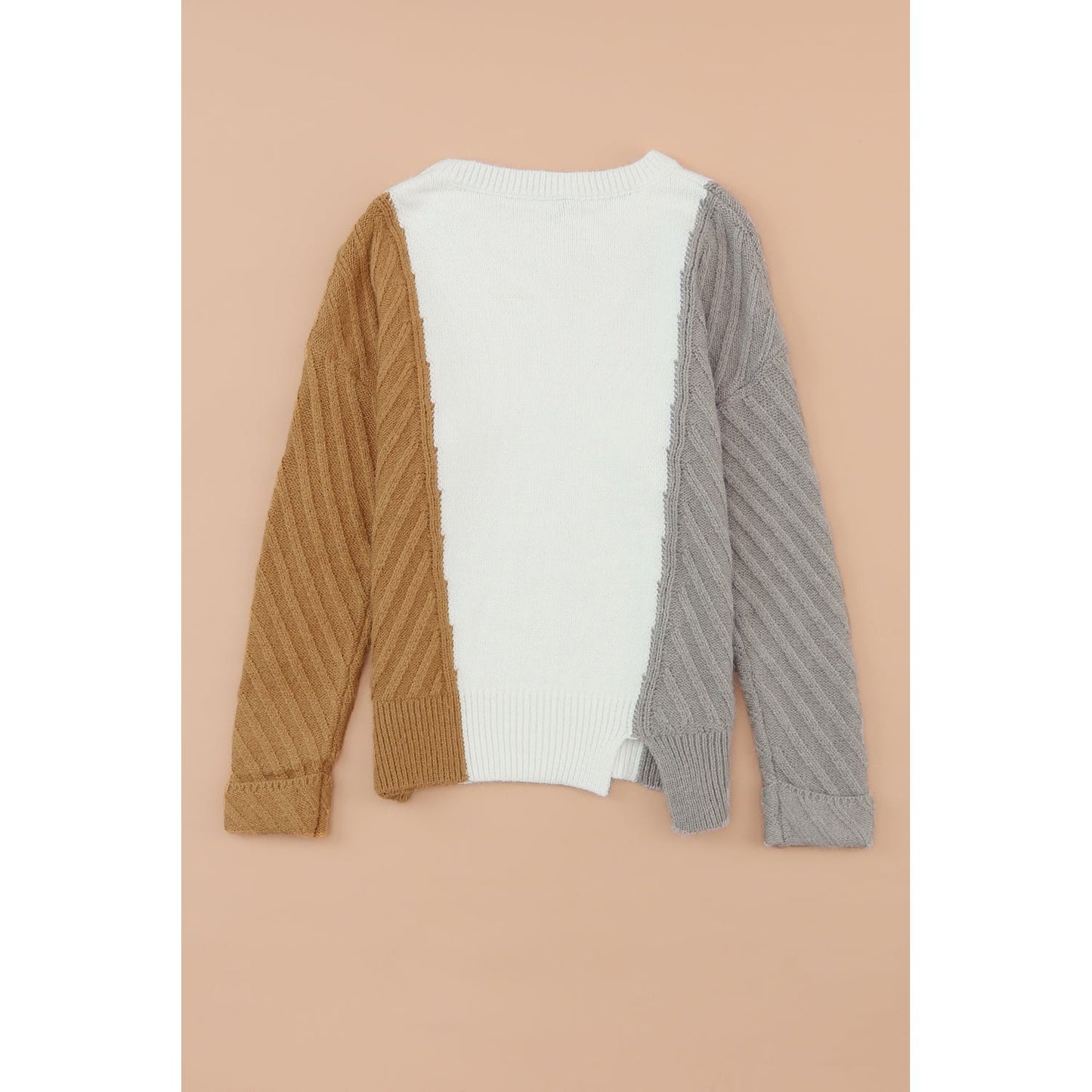 Color Block Textured Drop Shoulder Sweater