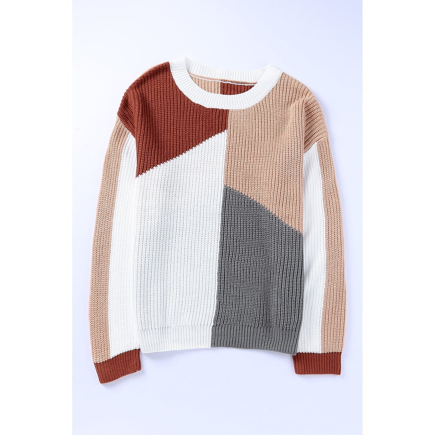 Color Block Drop Shoulder Long Sleeve Sweater
