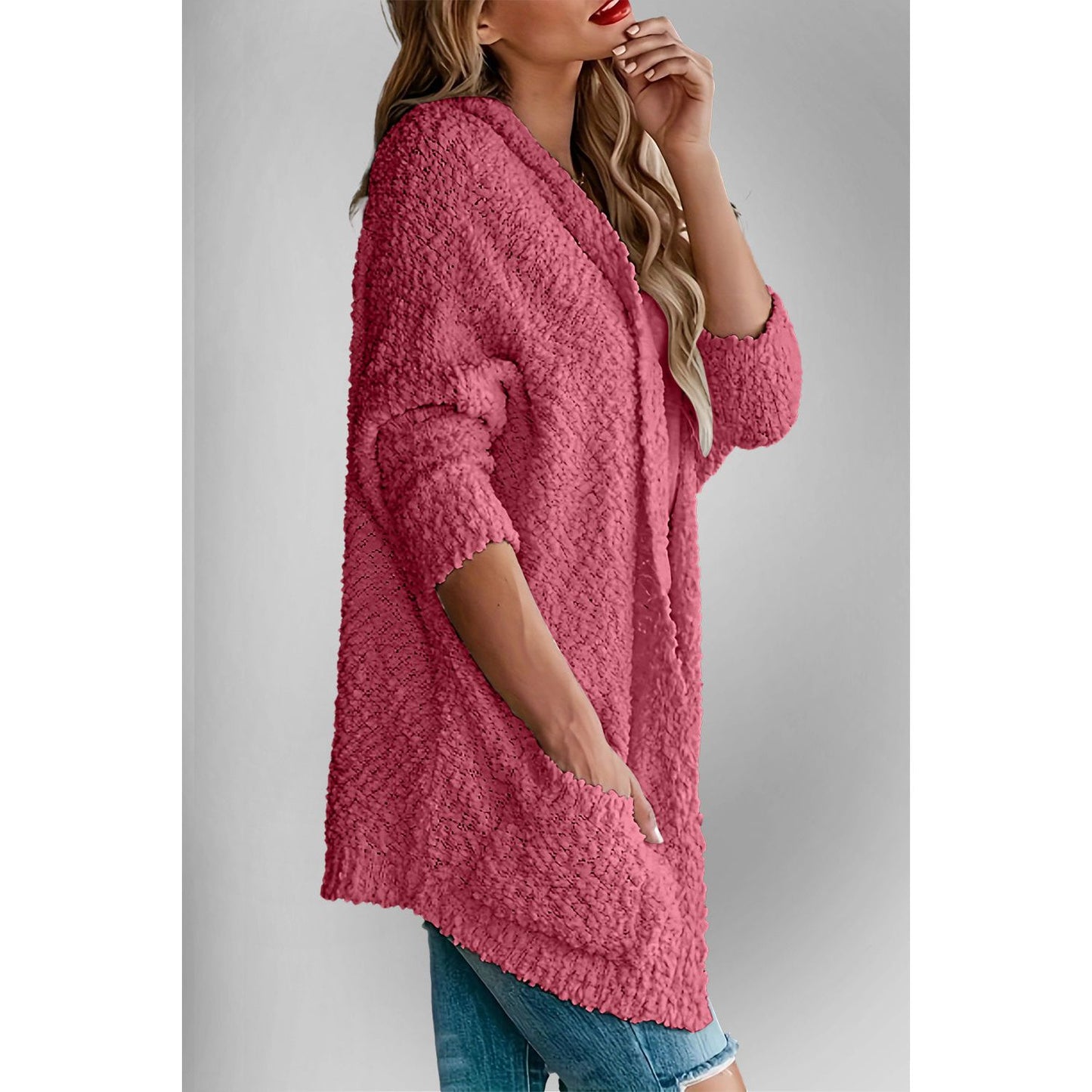 Double Take Pocketed Open Front Long Sleeve Cardigan
