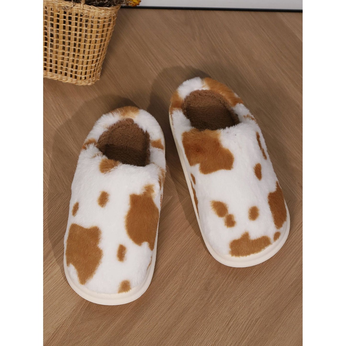 Animal Print Faux Fur Slippers