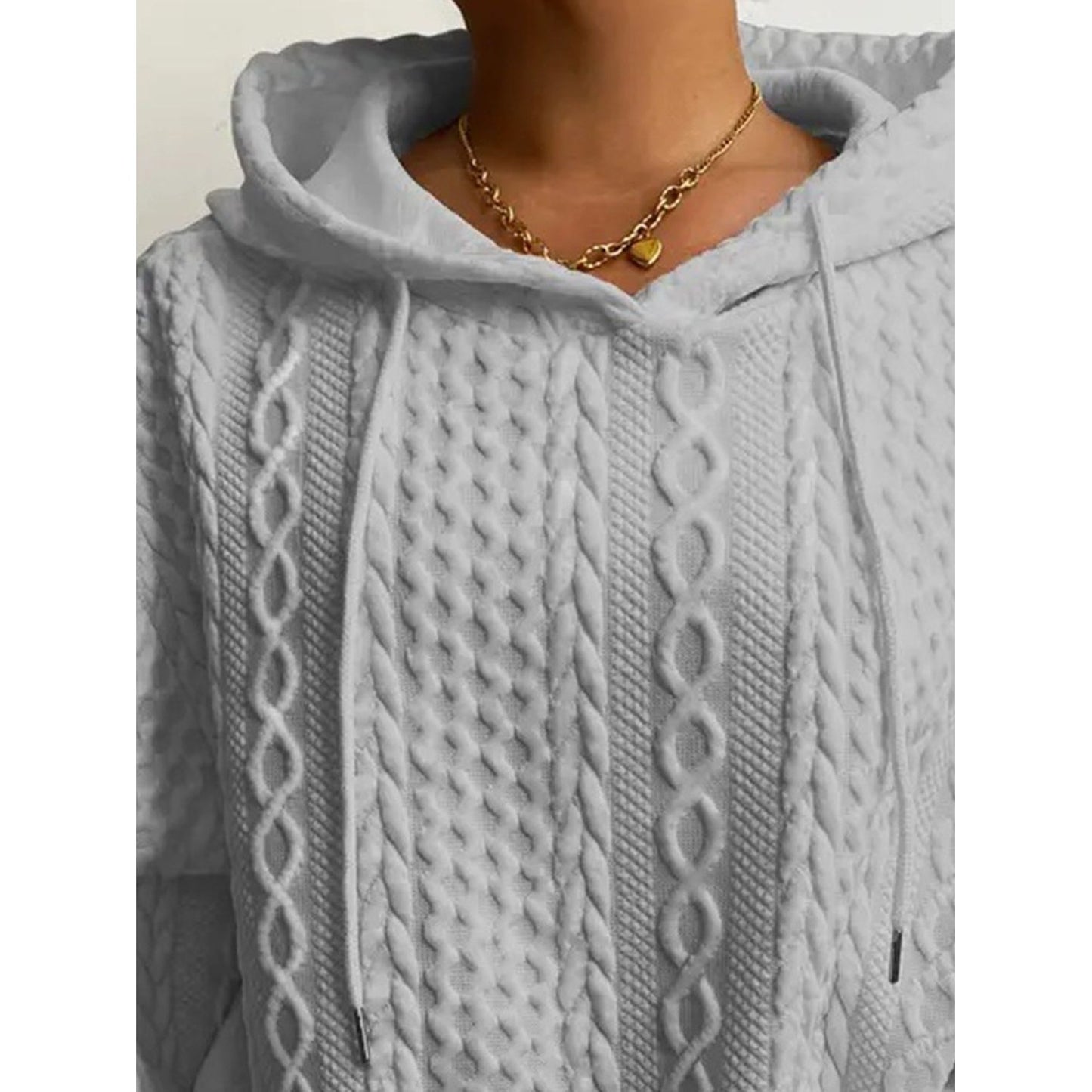 Drawstring Drop Shoulder Long Sleeve Hoodie