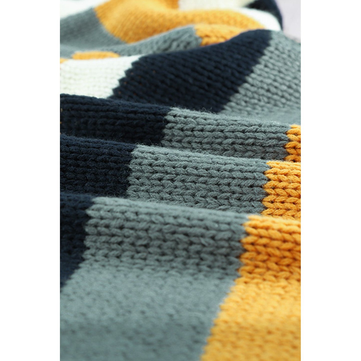 Color Block Round Neck Dropped Shoulder Sweater