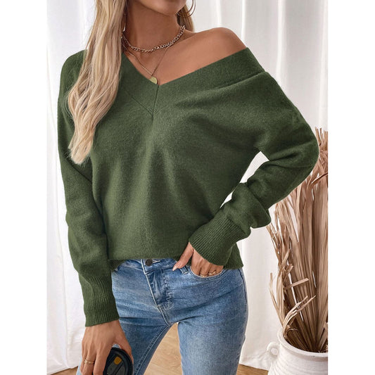 Perfee Twisted V-Neck Long Sleeve Sweatshirt