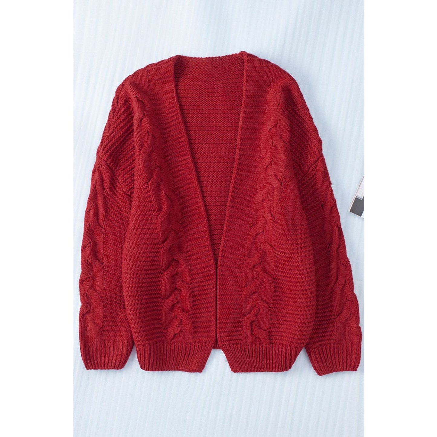 Cable-Knit Open Front Cardigan