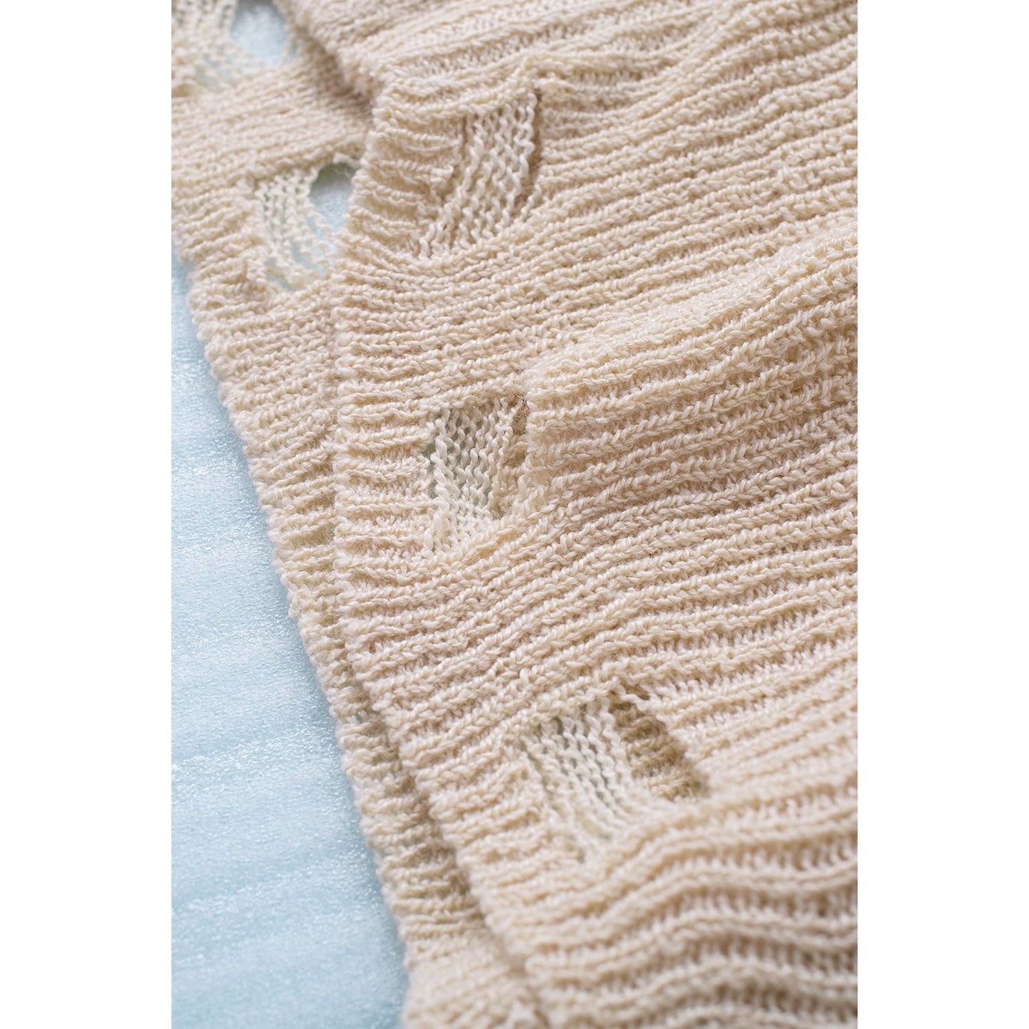 Distressed Zip Up Drawstring Hooded Cardigan