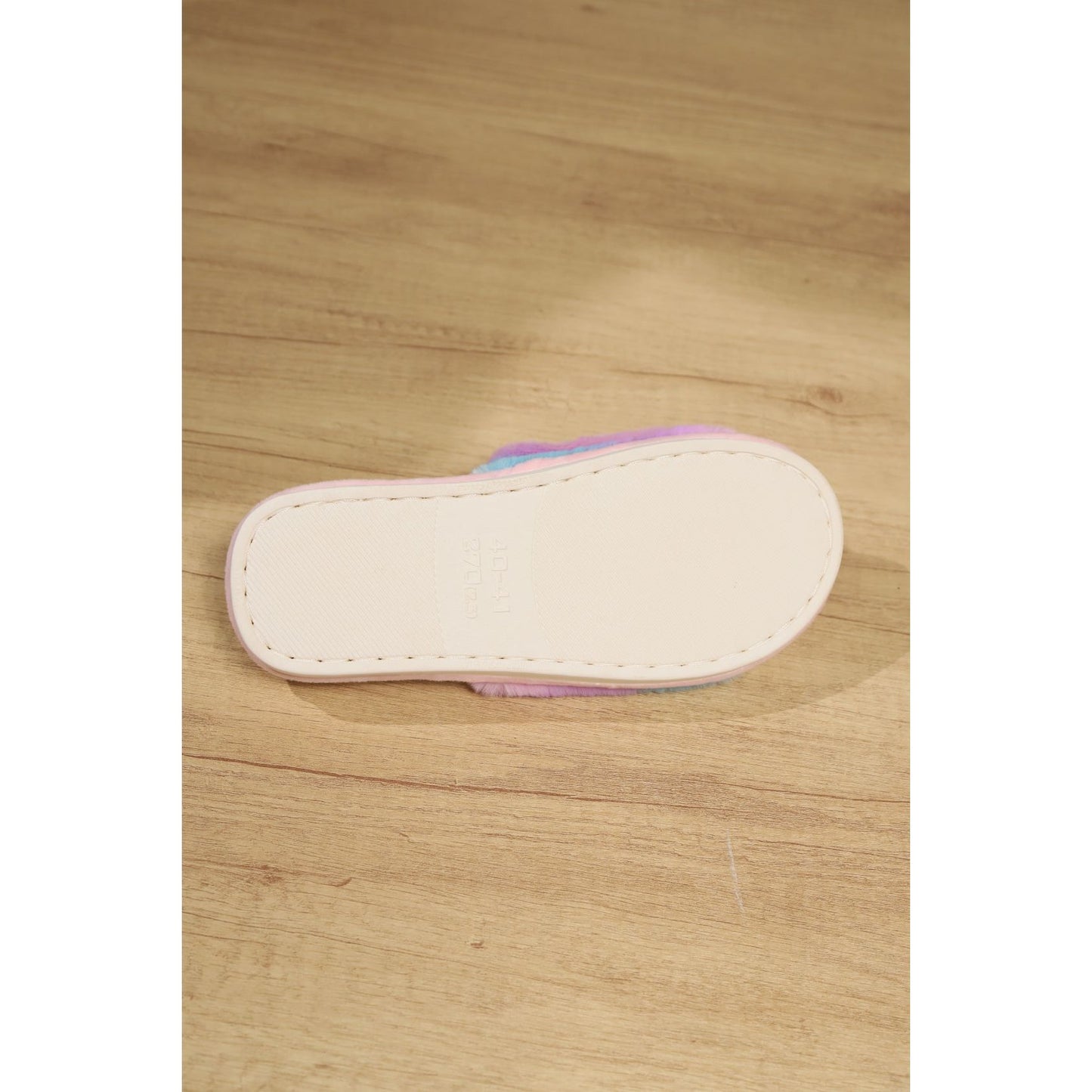 Color Block Open Toe Faux Fur PVC Slippers