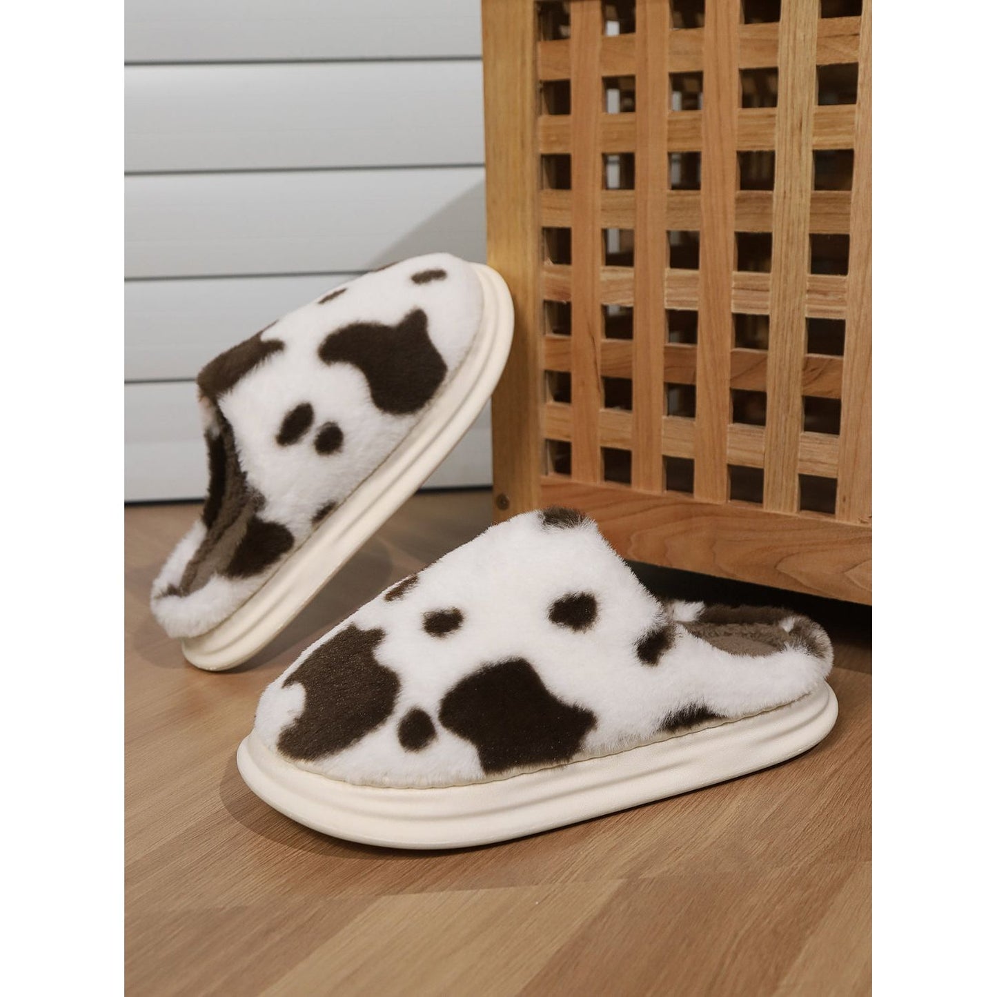 Animal Print Faux Fur Slippers