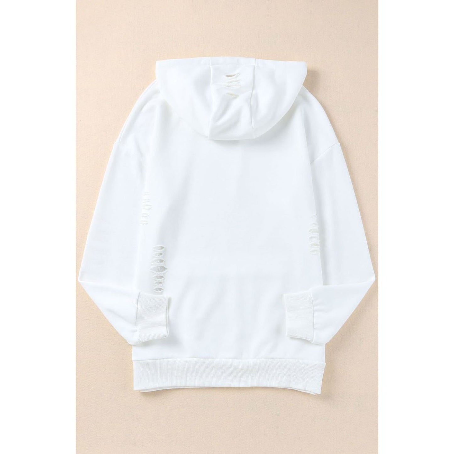 Distressed Drawstring Long Sleeve Hoodie