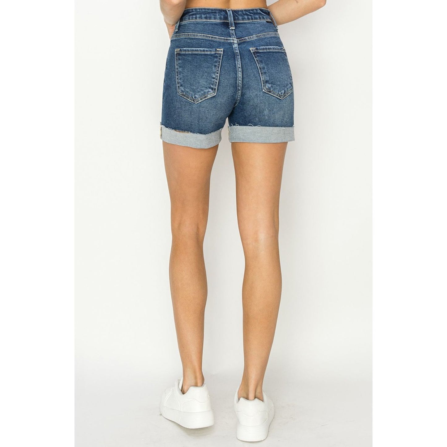 RISEN High Rise Cuffed Denim Shorts