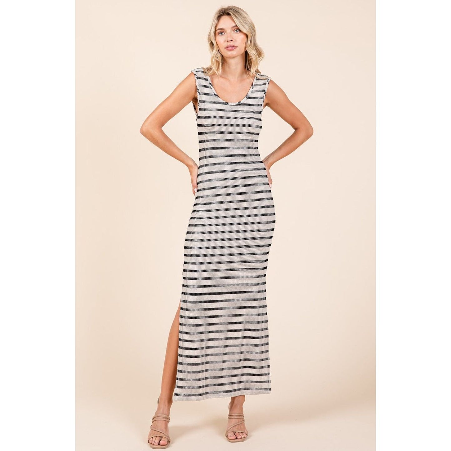 Mittoshop Striped Scoop Neck Sleeveless Maxi Dress