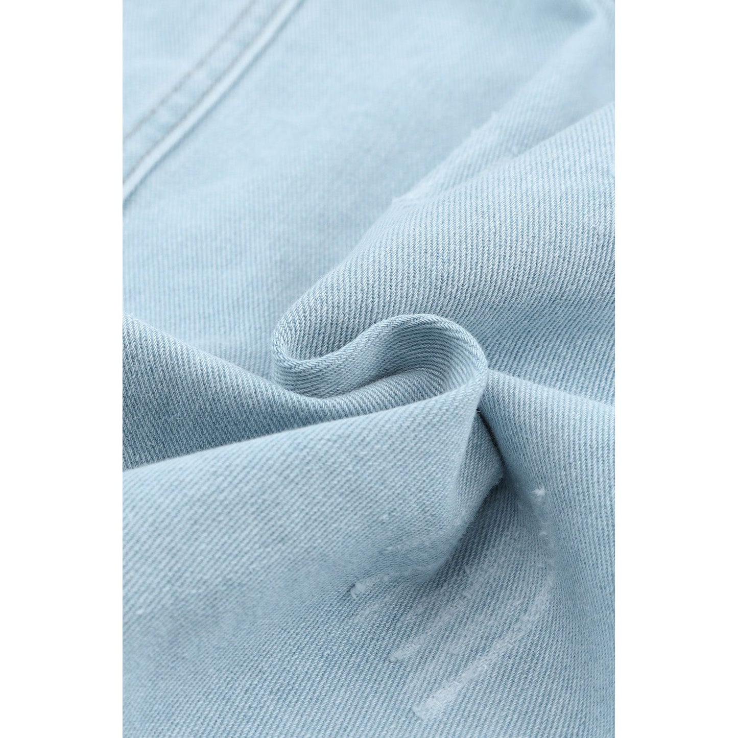 Flap Pocket Raw Hem Denim Jacket