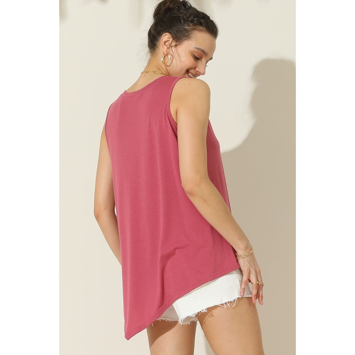 Ninexis Round Neck Button Side Tank