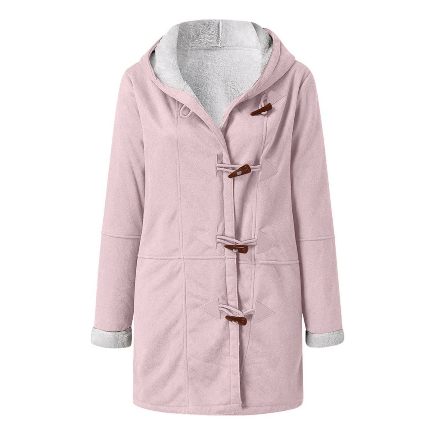 Full Size Pocketed Long Sleeve Hooded Toggle Jacket