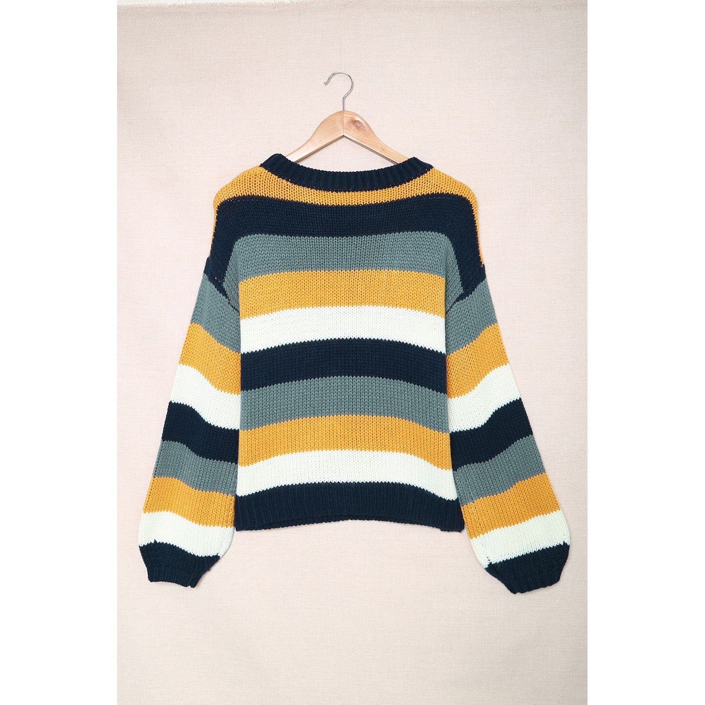 Color Block Round Neck Dropped Shoulder Sweater