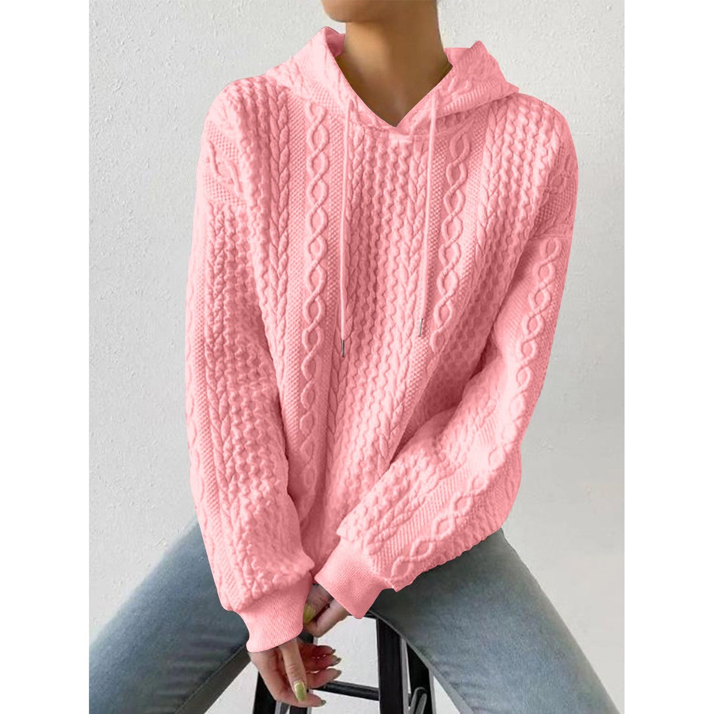 Drawstring Drop Shoulder Long Sleeve Hoodie