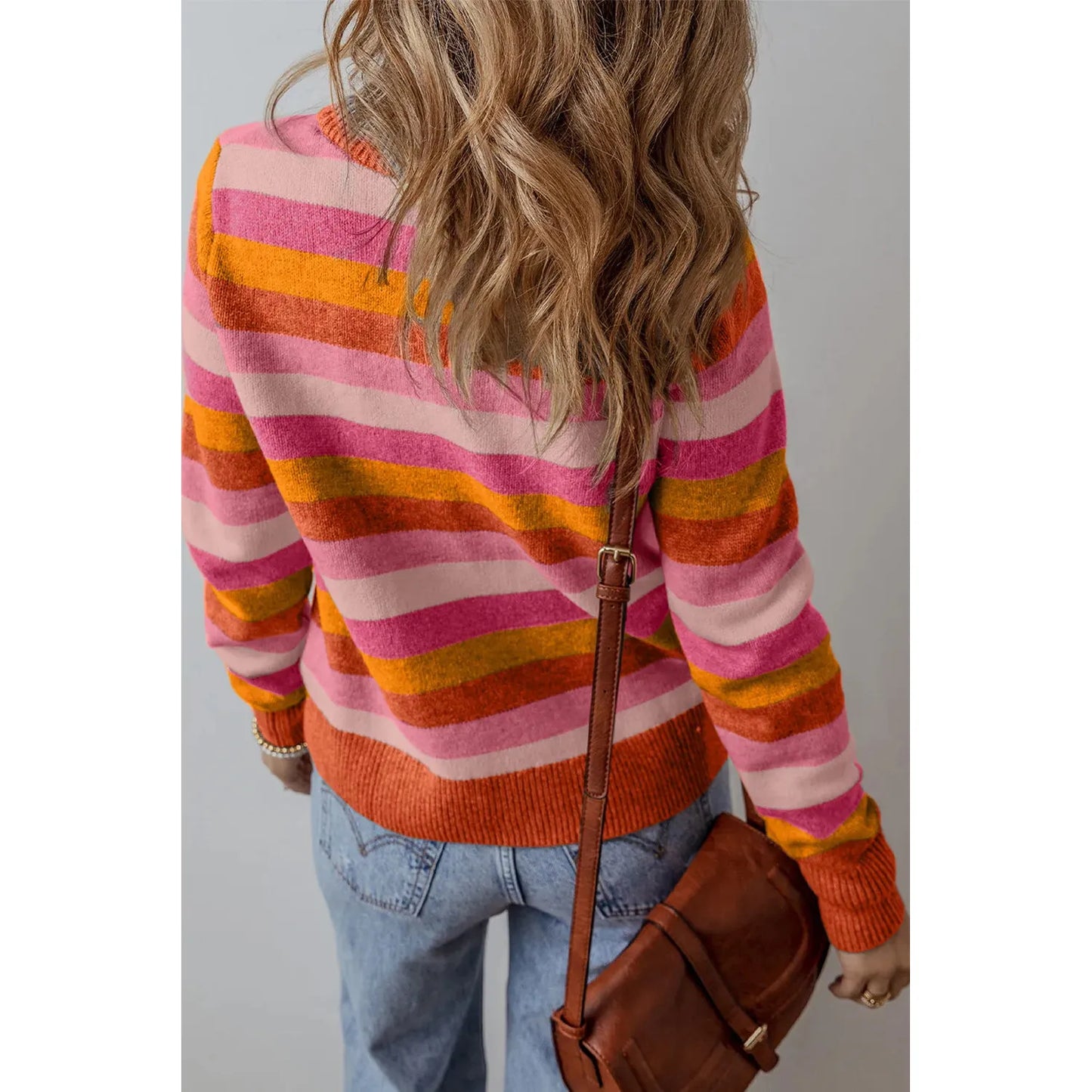 Striped Round Neck Long Sleeve Sweater