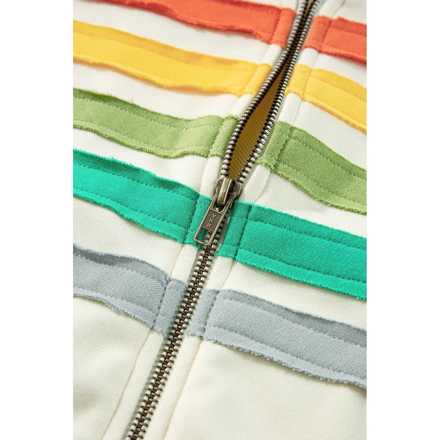 Drawstring Contrast Zip Up Long Sleeve Hoodie