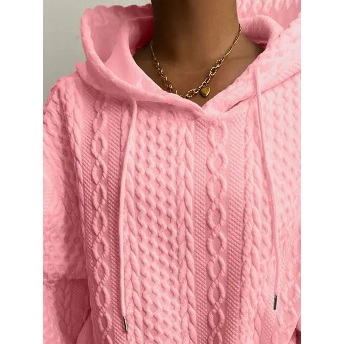 Drawstring Drop Shoulder Long Sleeve Hoodie