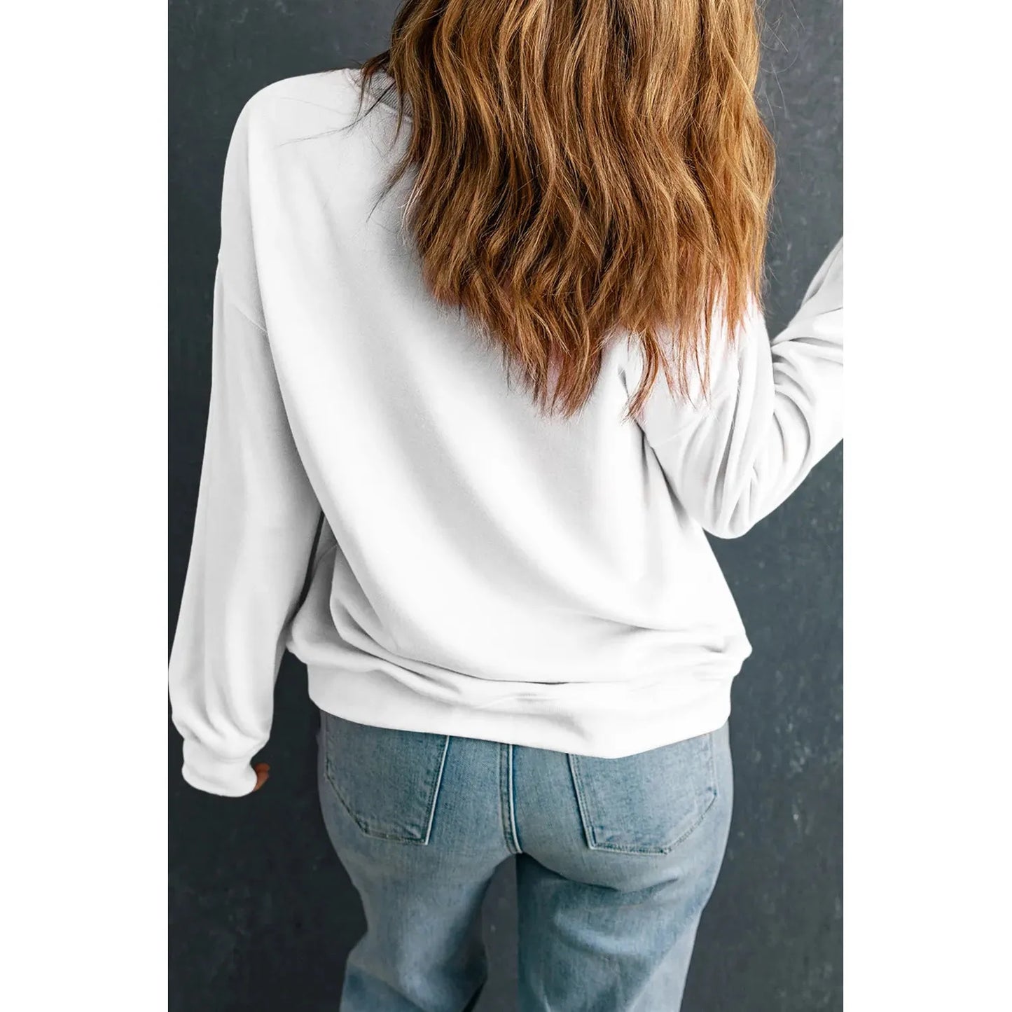 Letter Graphic Round Neck Long Sleeve Sweatshirt