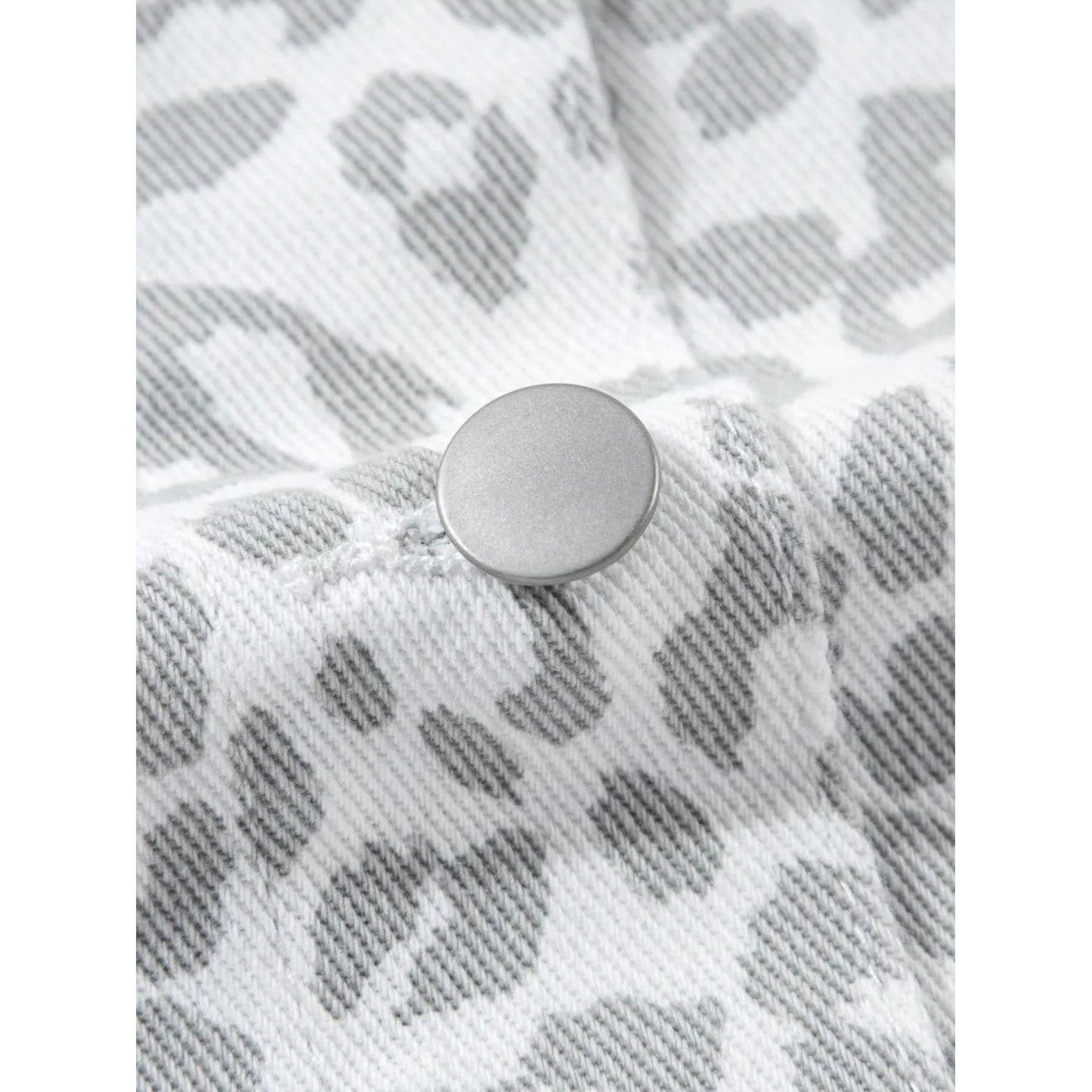 Leopard Button Up Long Sleeve Denim Jacket