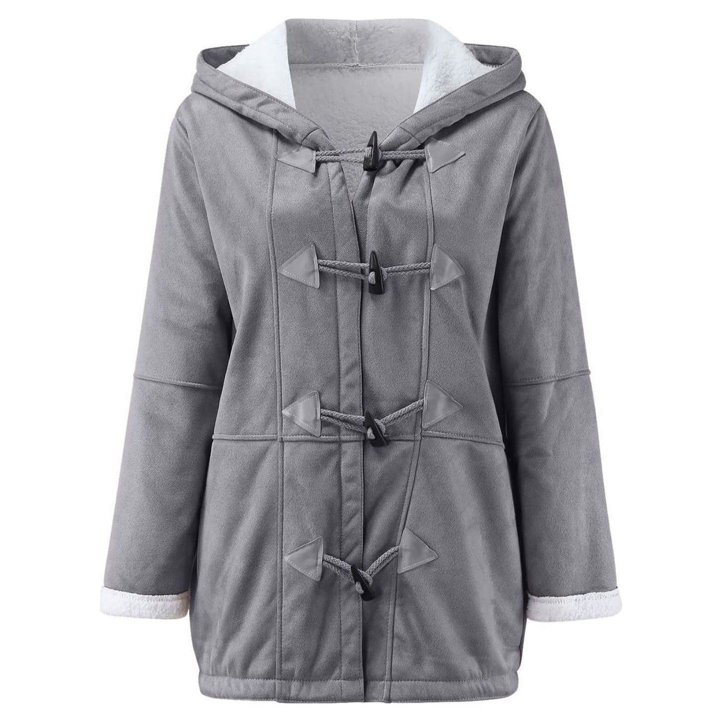 Full Size Pocketed Long Sleeve Hooded Toggle Jacket