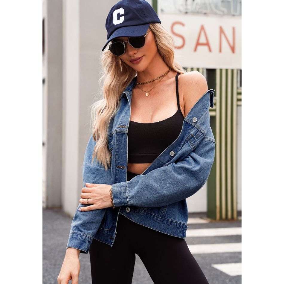 Pocketed Button Up Denim Jacket