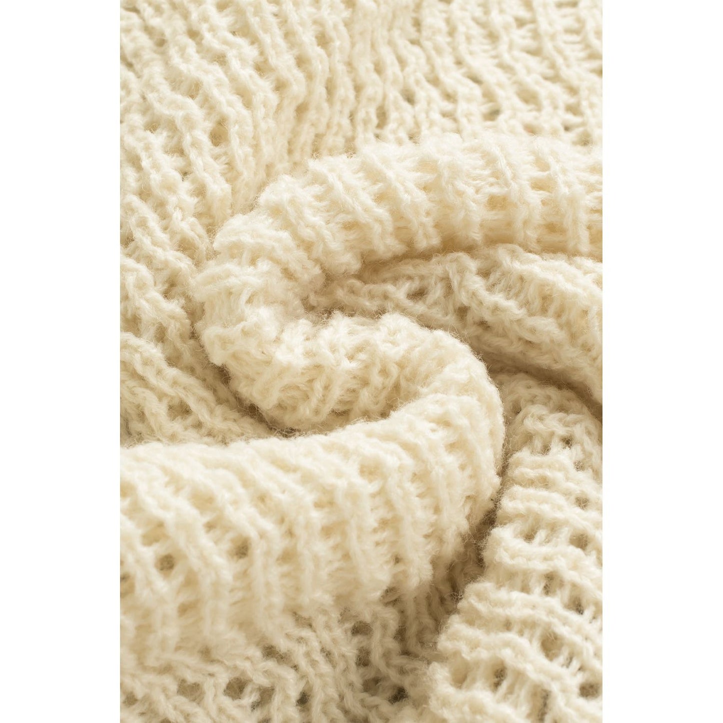 Openwork Boat Neck Raglan Sleeve Knit Top