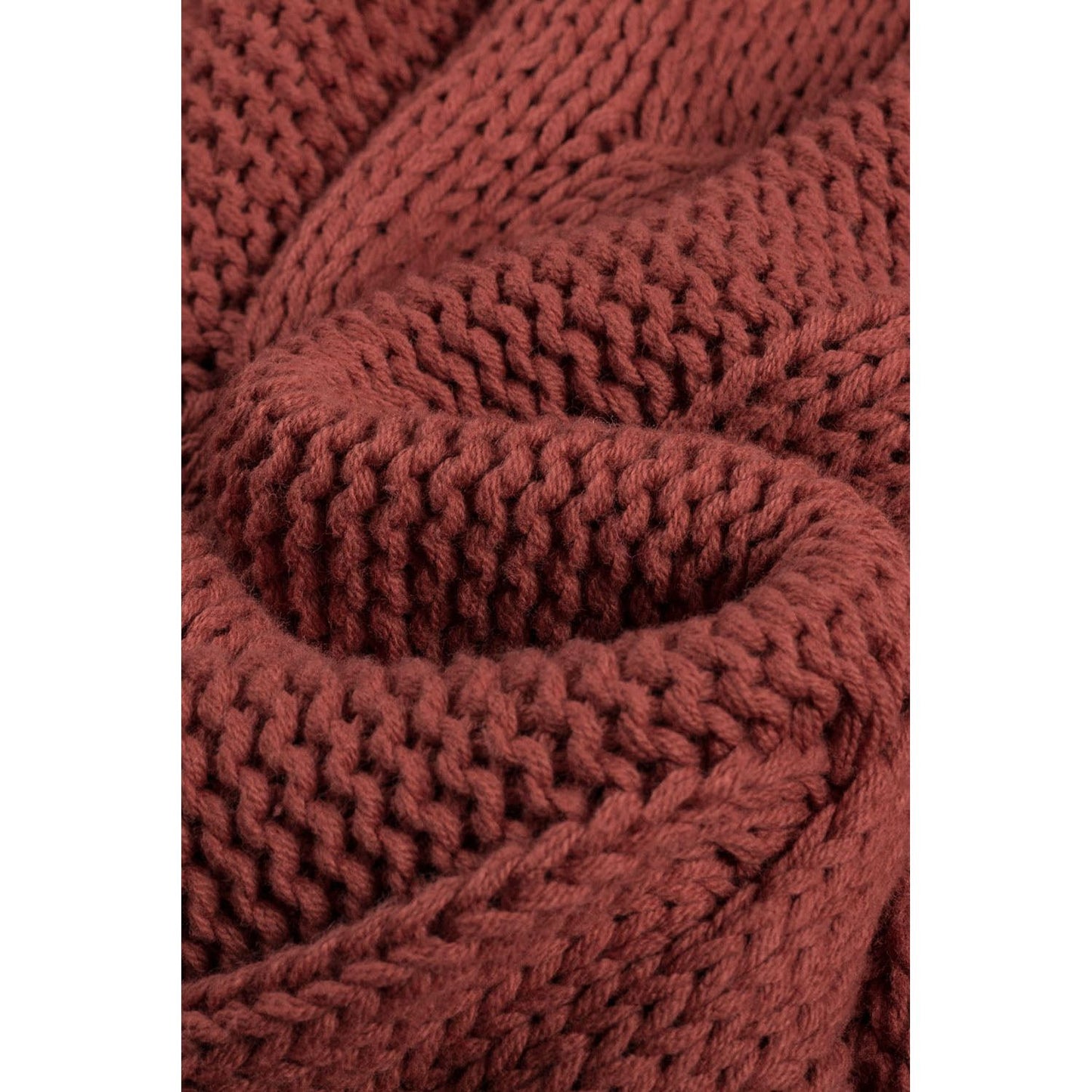 Cable-Knit Turtleneck Dropped Shoulder Sweater