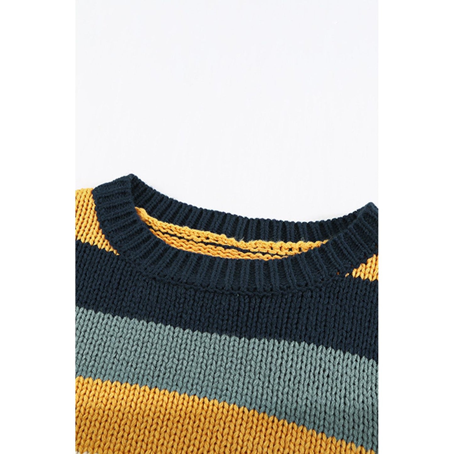 Color Block Round Neck Dropped Shoulder Sweater
