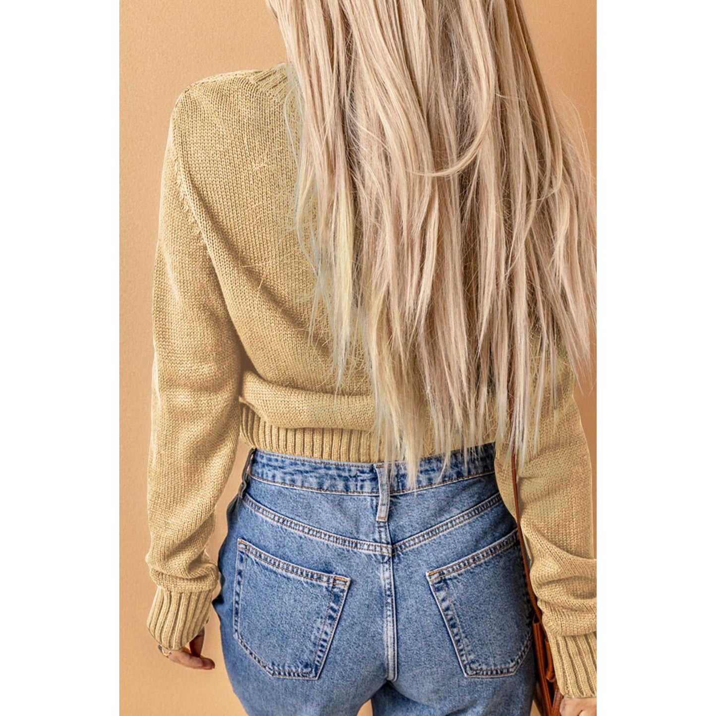 Cable-Knit Button Down V-Neck Cardigan