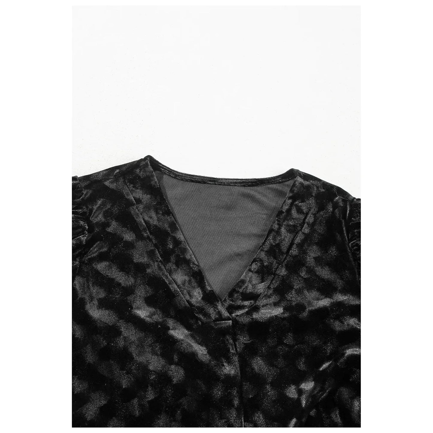 V-Neck Three-Quarter Sleeve Velvet Mini Dress