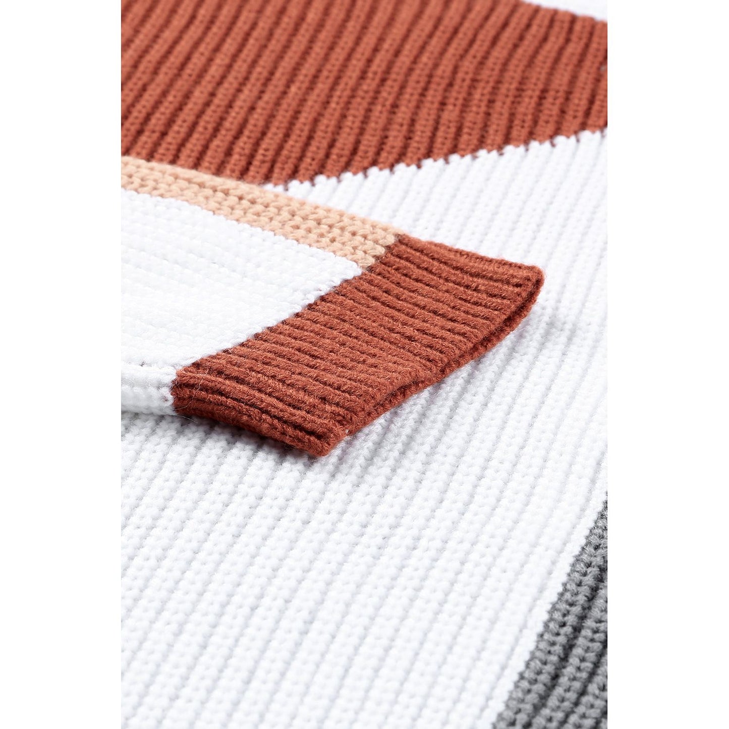 Color Block Drop Shoulder Long Sleeve Sweater