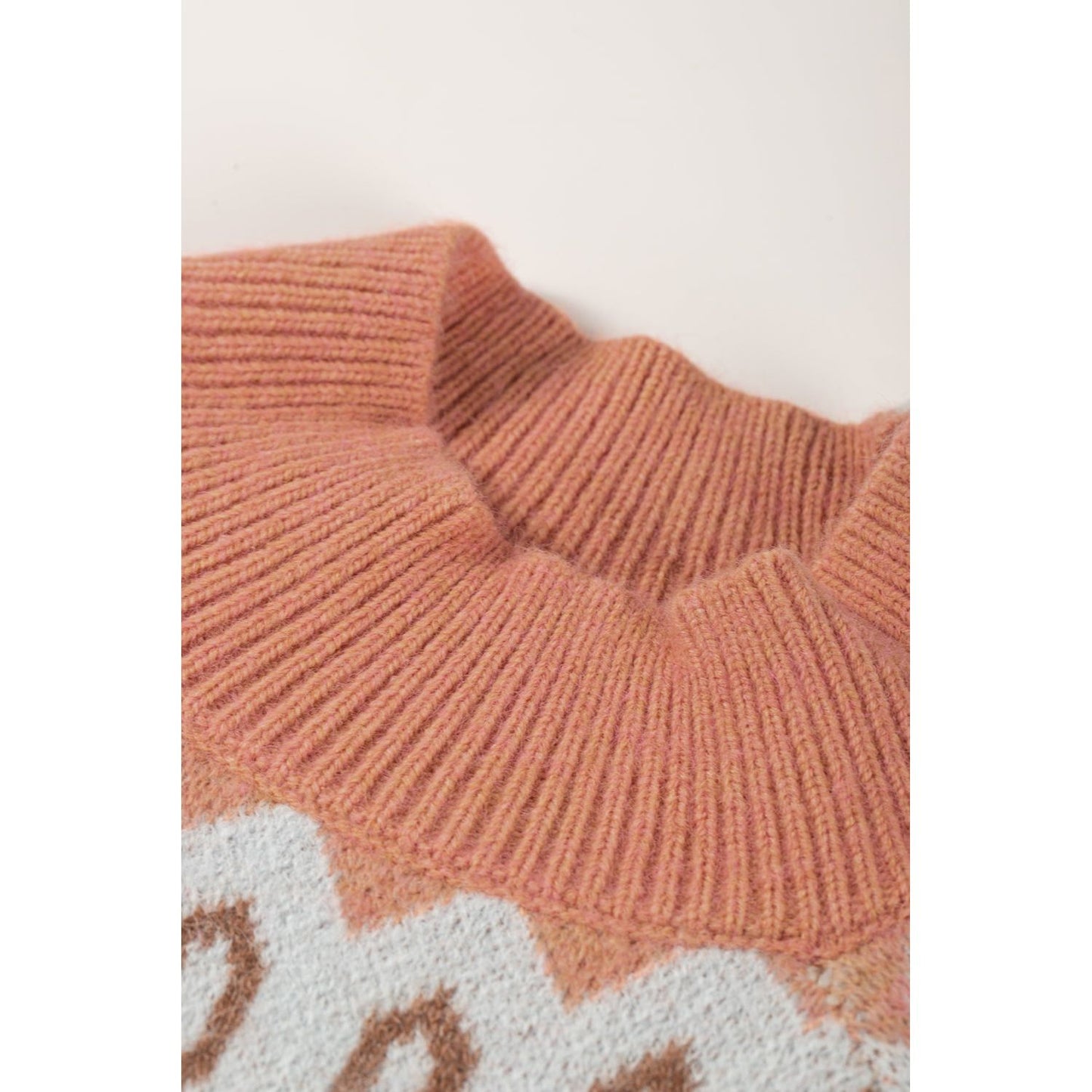 Geometric Mock Neck Long Sleeve Sweater