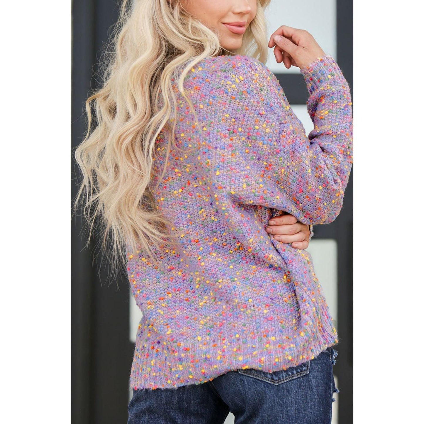 Confetti V-Neck Long Sleeve Sweater