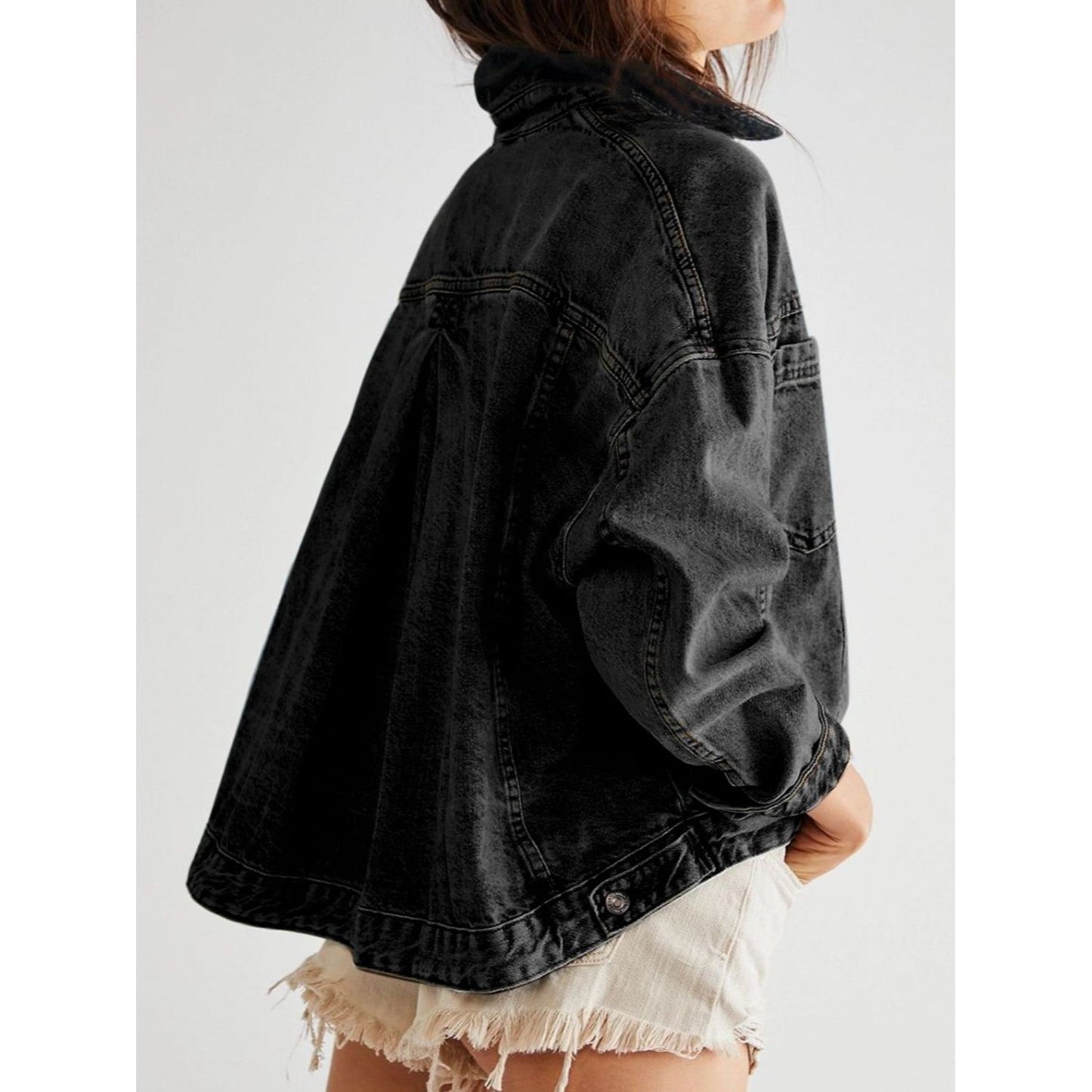 Pocketed Button Up Denim Jacket