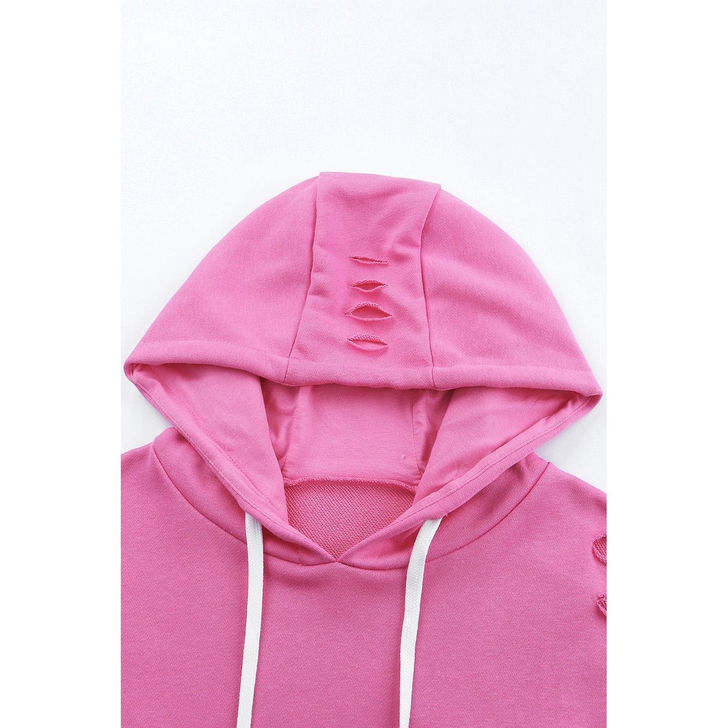 Distressed Drawstring Long Sleeve Hoodie