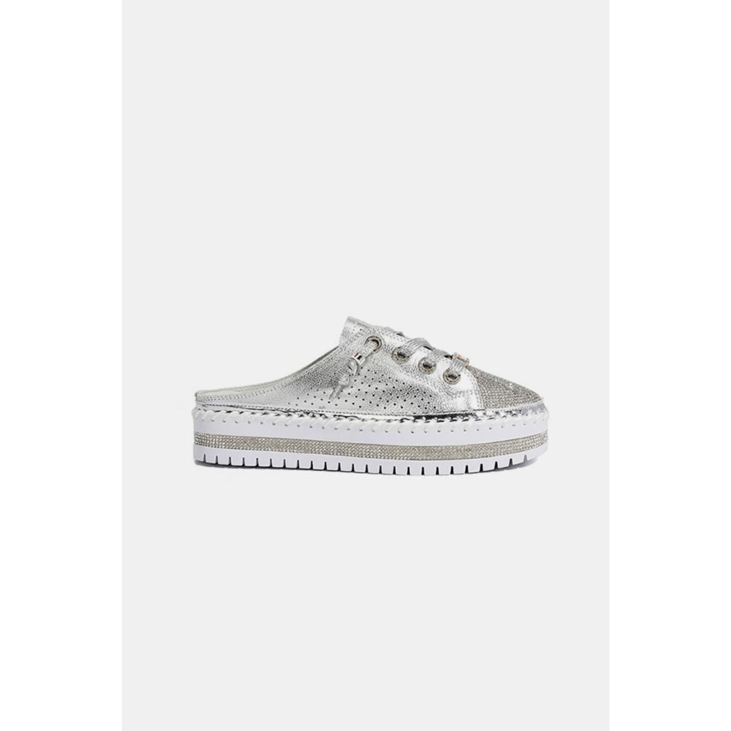 Nicole Lee USA Rhinestone Round Toe Platform Slip On