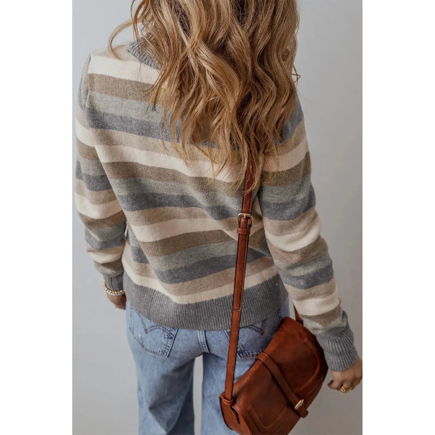Striped Round Neck Long Sleeve Sweater