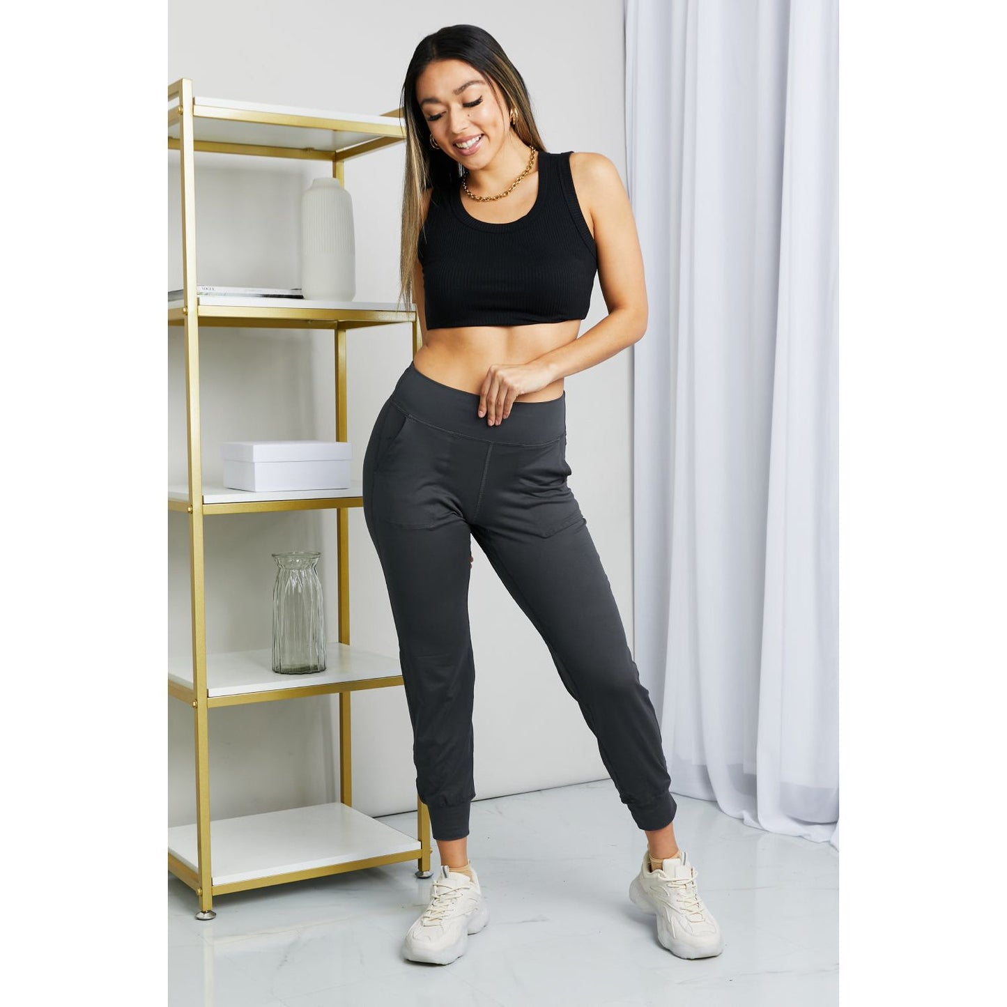 Leggings Depot Full Size Wide Waistband Cropped Joggers
